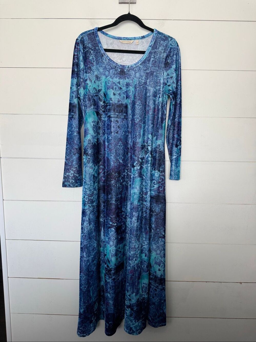 Soft Surroundings Blue Women’s Medium Patterned Santiago Stretchy 3/4 MIDI Dress